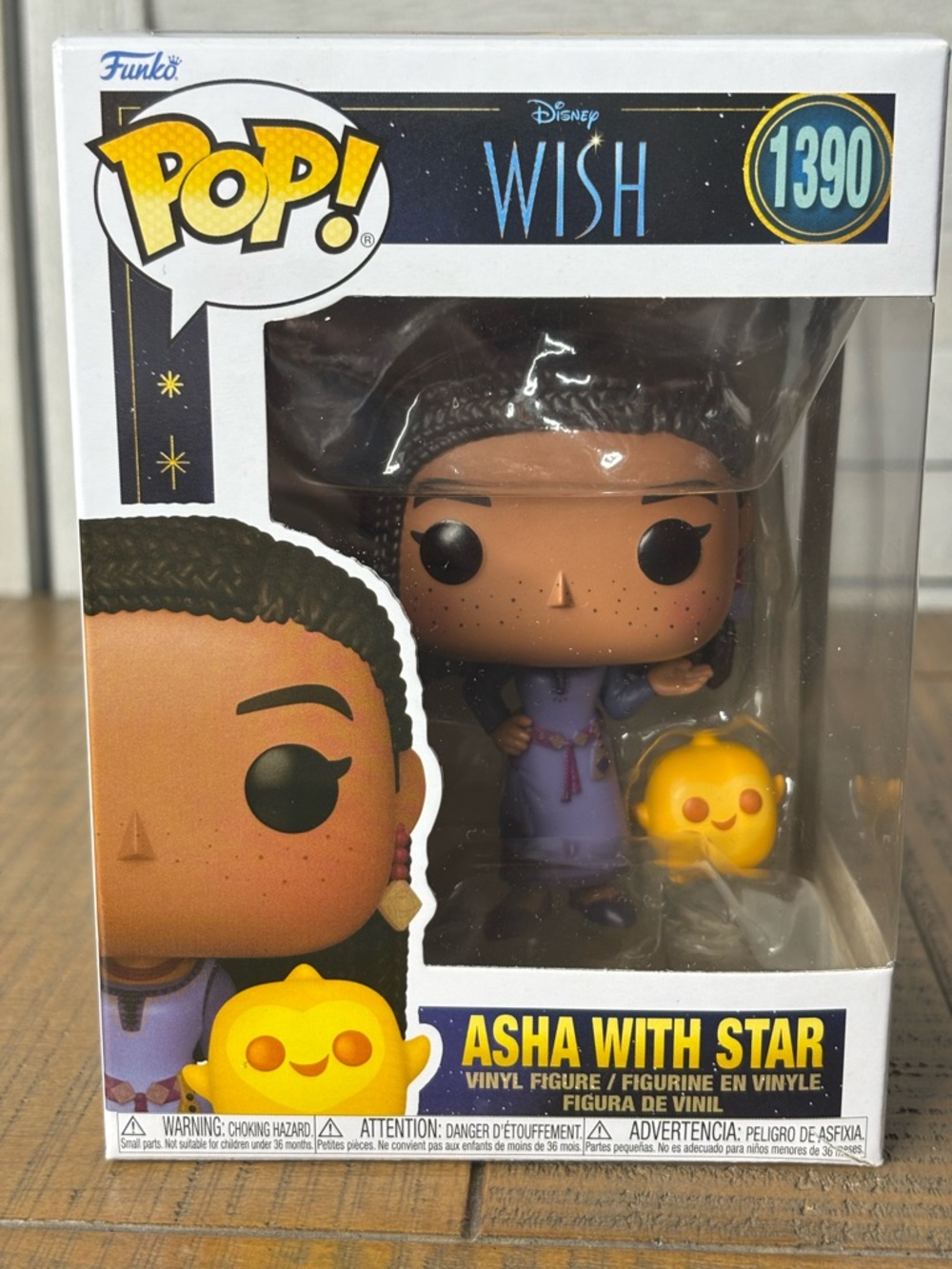Disney Wish Asha with Star Funko Pop #1390 Box Wear - See Photos